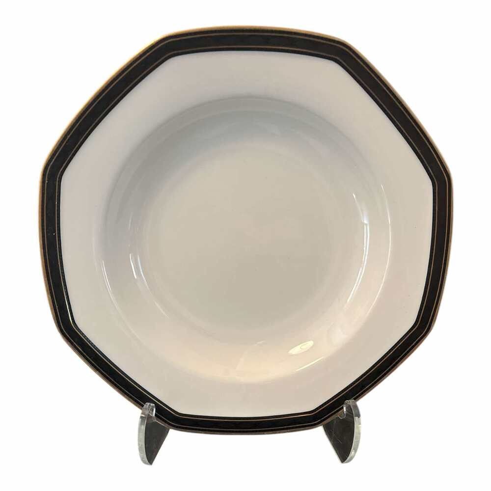 Christopher Stuart Black Dress Y0009 9.5" Hexagon Bowl White Black Gold Thailand
